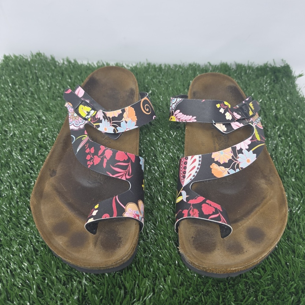 Birkenstock Birkis Birko Flor Salina Strappy Sandals Women's Sz 9 N Black Floral - Picture 3 of 10